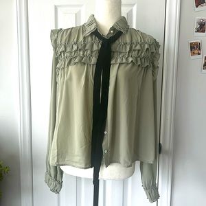 Forever 21 Sage Ruffled Blouse size medium